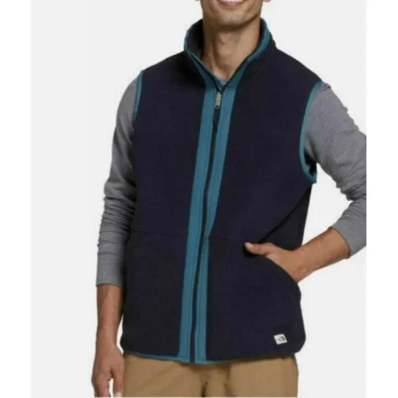 The North Face Men's Navy Teal Carbondale Fleece Full Zip Vest Size Large 2898 - Picture 4 of 12